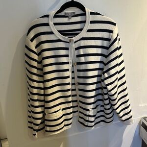J. Crew Navy and White Striped Women's Sweater